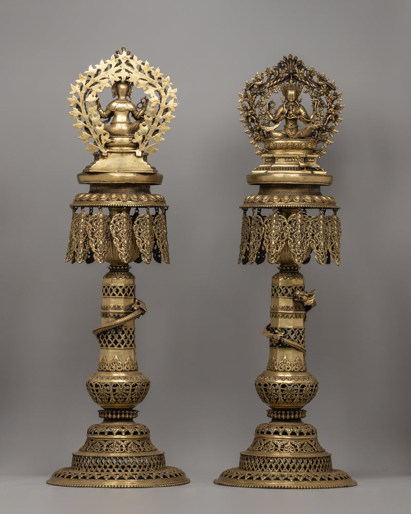 Typical Nepali Oil Lamp Set | Traditional Buddhist Ritual Décor