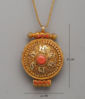Copper Gahu Amulet Box | Handmade Buddhist Pendant for Prayers and Keepsake