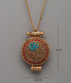 Handcrafted Copper Ghau Box | Sacred Tibetan Amulet Holder for Prayer