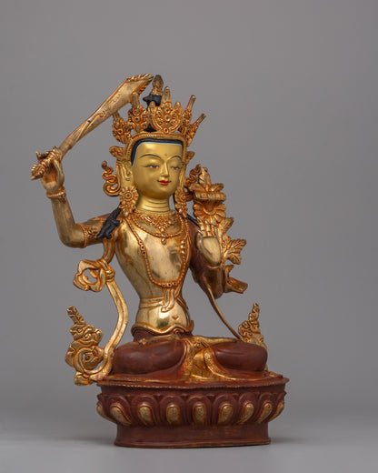 Manjushri Wisdom Deity Statue | Enlightenment Decor, Spiritual Home Altar