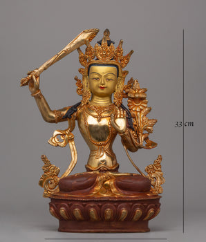 Manjushri Wisdom Deity Statue | Enlightenment Decor, Spiritual Home Altar
