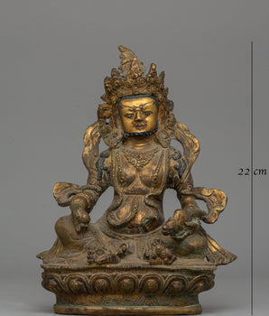 Dzambhala Wealth Buddha Statue | Handmade Gold-Plated Copper Statue for Abundance and Prosperity