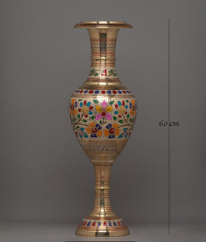 Decorative Brass Vases with Acrylic Floral Design |  Elegant Home Decoration