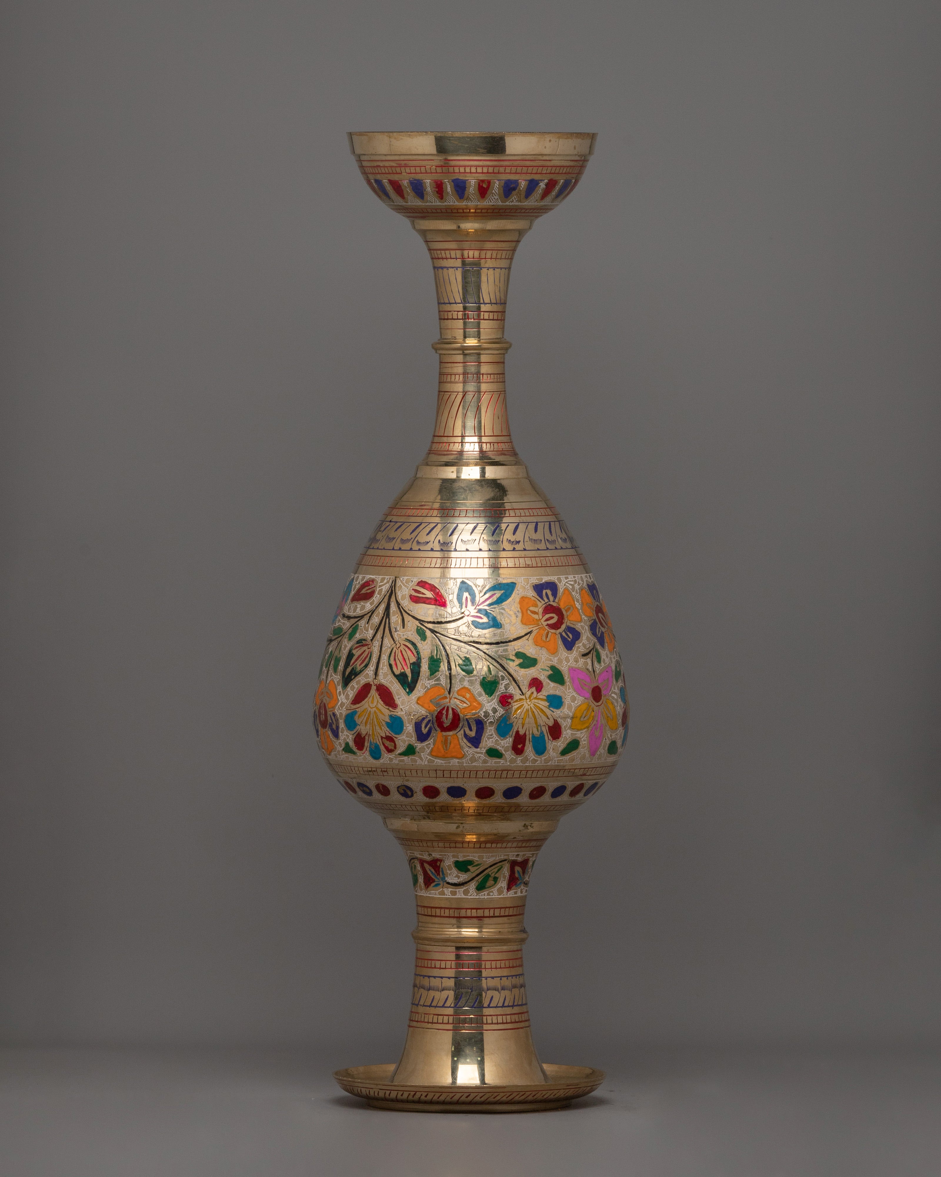 Decorative Brass Vases with Acrylic Floral Design |  Elegant Home Decoration