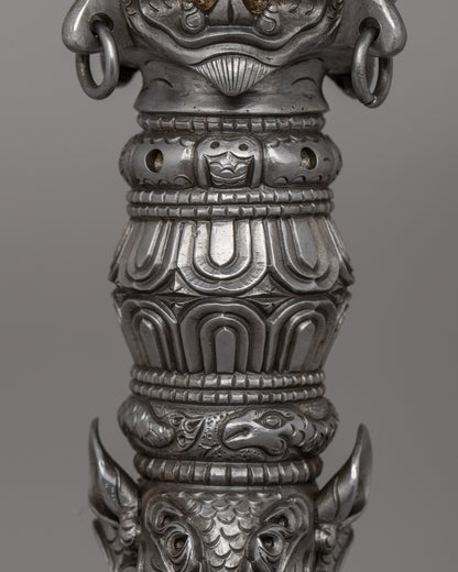 Handcrafted Iron Vajra Phurba |  A Sacred Tibetan Ritual Artifact