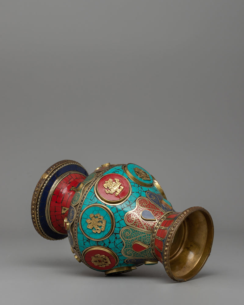 Tibetan Flower Vase with Brass | A Sacred Decorative Masterpiece