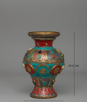 Tibetan Flower Vase with Brass | A Sacred Decorative Masterpiece