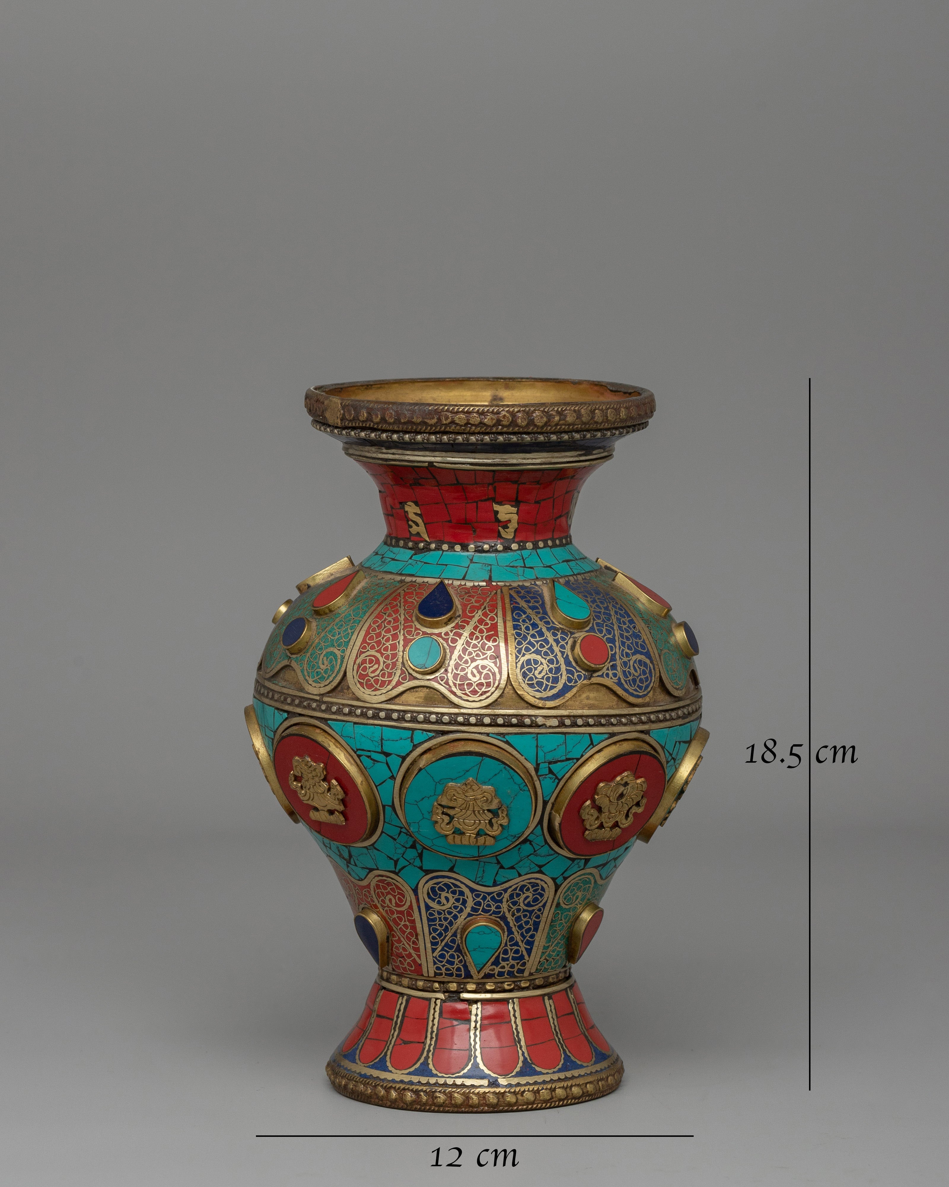 Tibetan Flower Vase with Brass | A Sacred Decorative Masterpiece