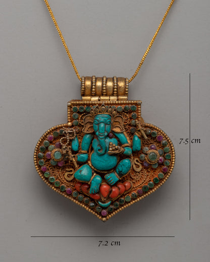 Ganesha Ghau Box Locket | Sacred Tibetan Prayer Amulet