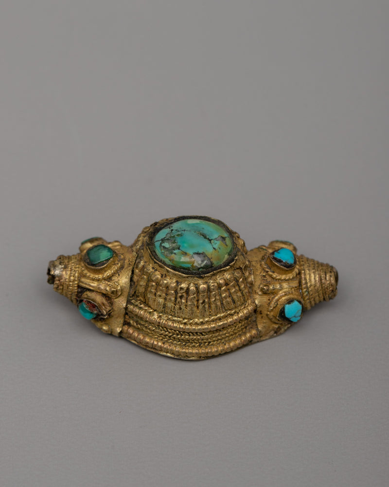 Tibetan Head Gear with Turquoise  | A Sacred Adornment with Turquoise Stones