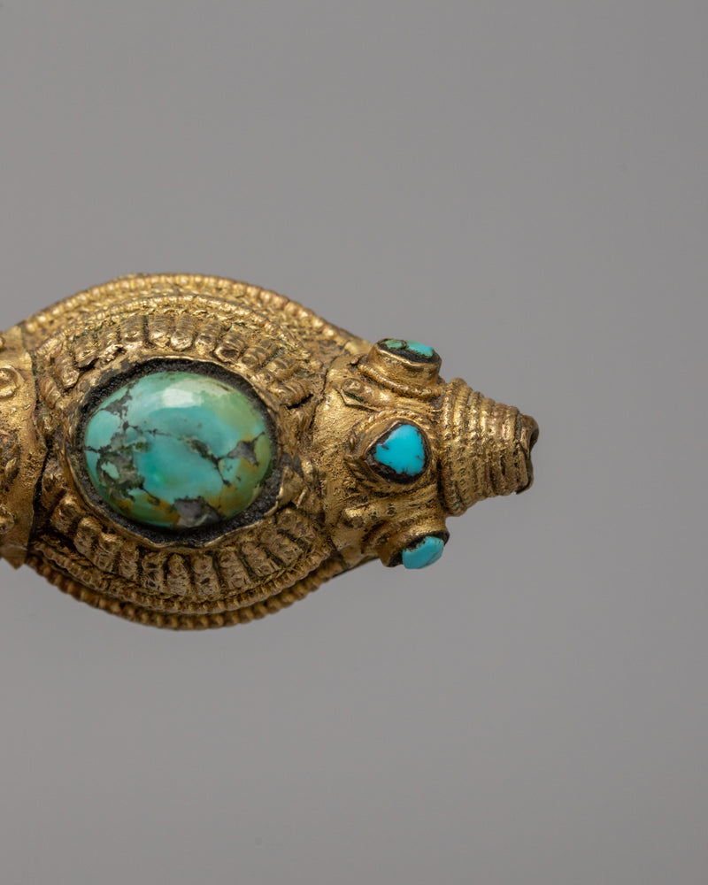 Tibetan Head Gear with Turquoise  | A Sacred Adornment with Turquoise Stones