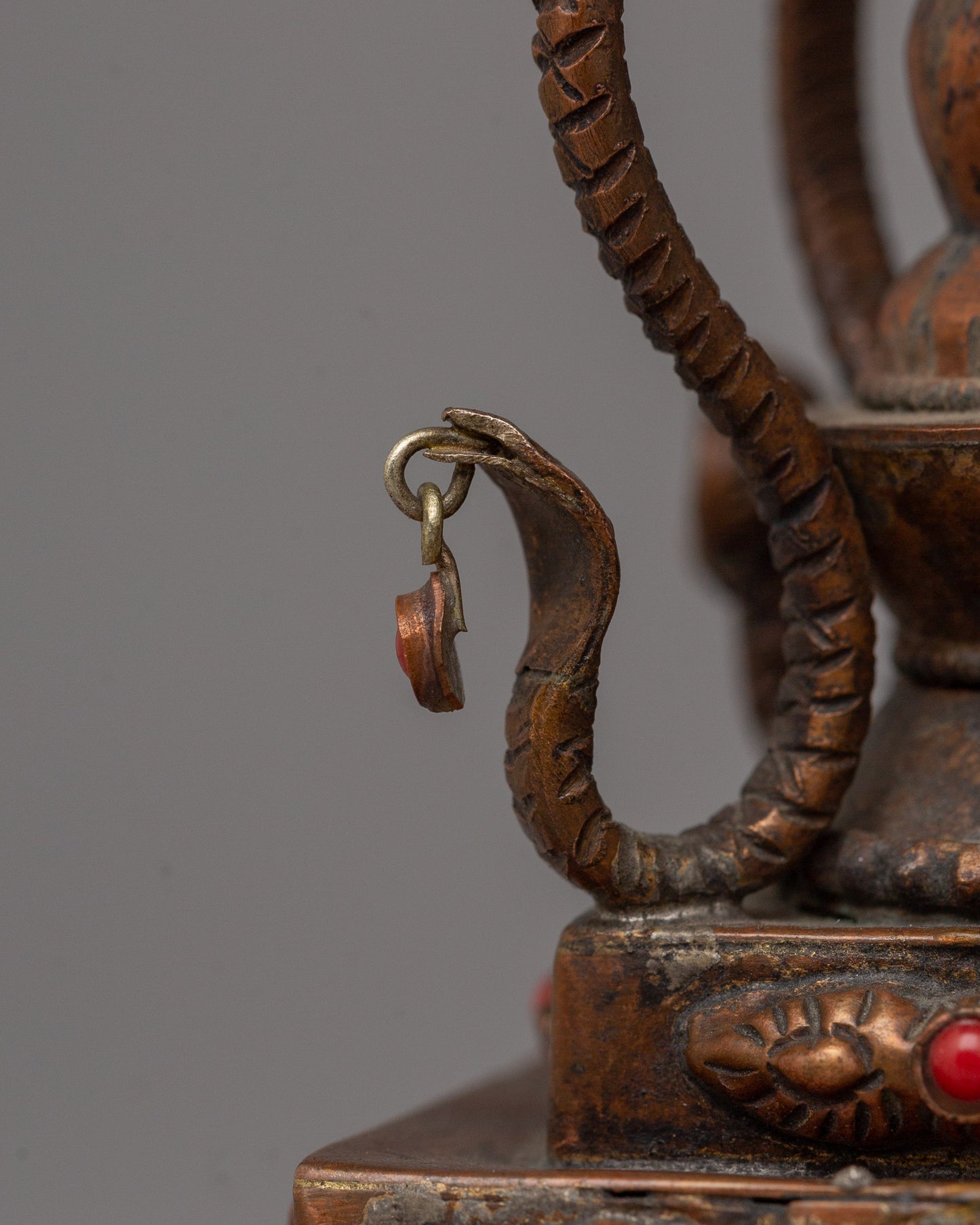 Authentic Buddhist Stupa in Oxidized Copper | Sacred Sculpture for Peace and Harmony