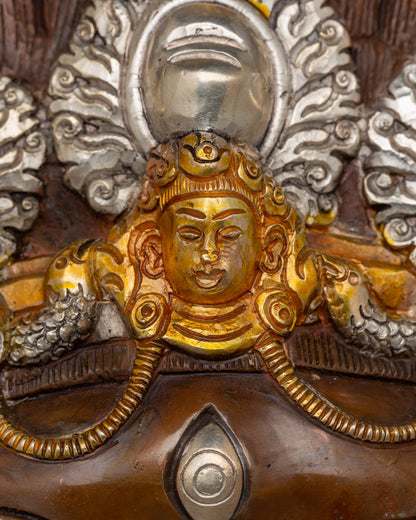 Gold Silver-Plated Mahakala Mask | Buddhist Protection Mask