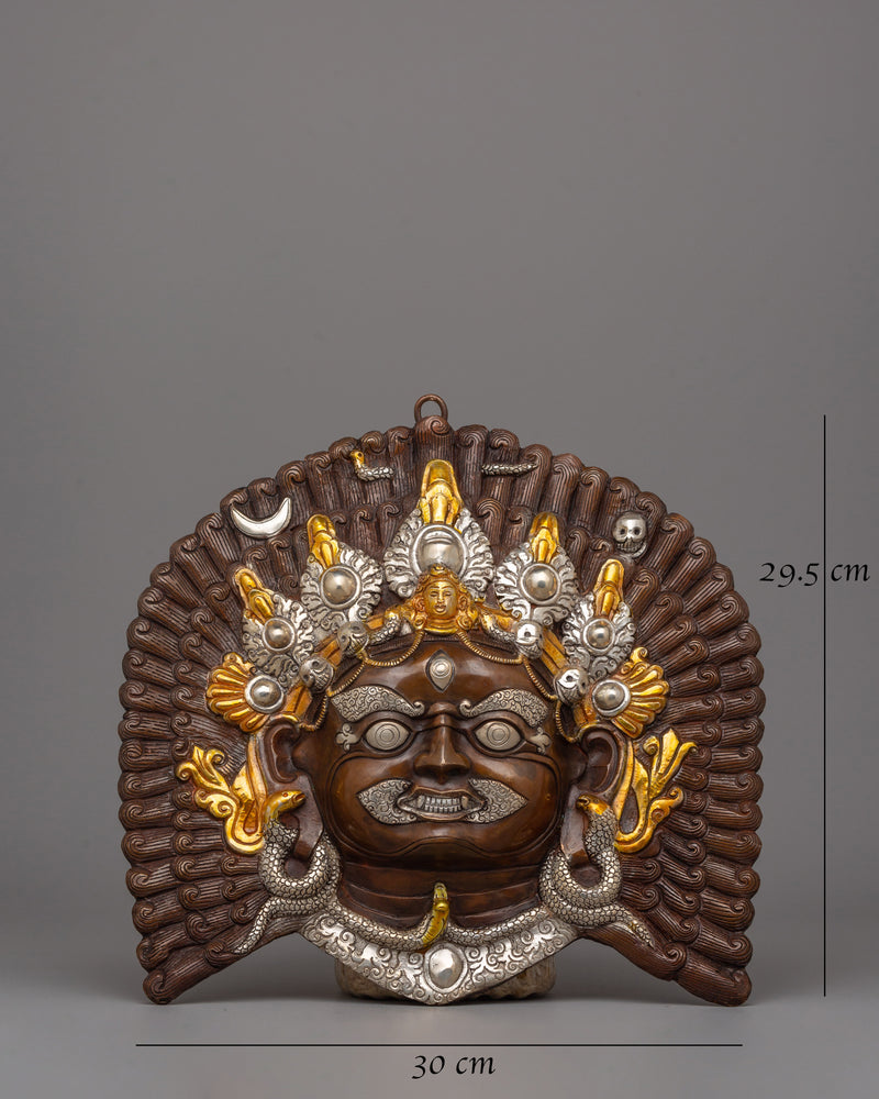 Gold Silver-Plated Mahakala Mask | Buddhist Protection Mask