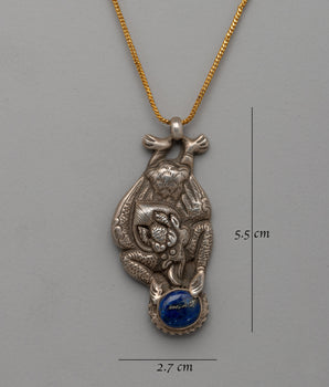 Locket with Lapis Lazuli | Garuda Carved Design