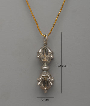 Handcrafted Silver Locket with Vajra | Tibetan Dorje Necklace