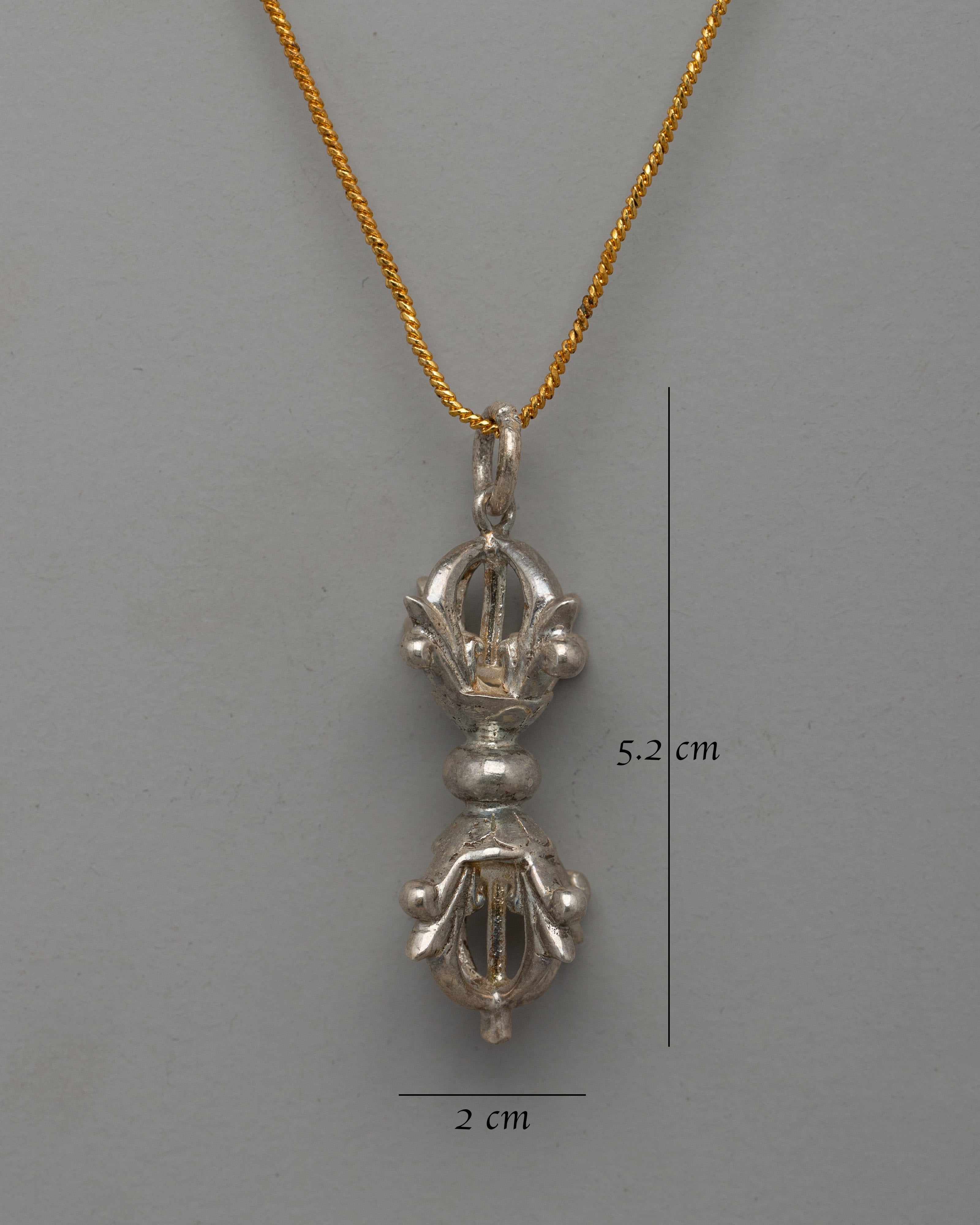 Handcrafted Silver Locket with Vajra | Tibetan Dorje Necklace