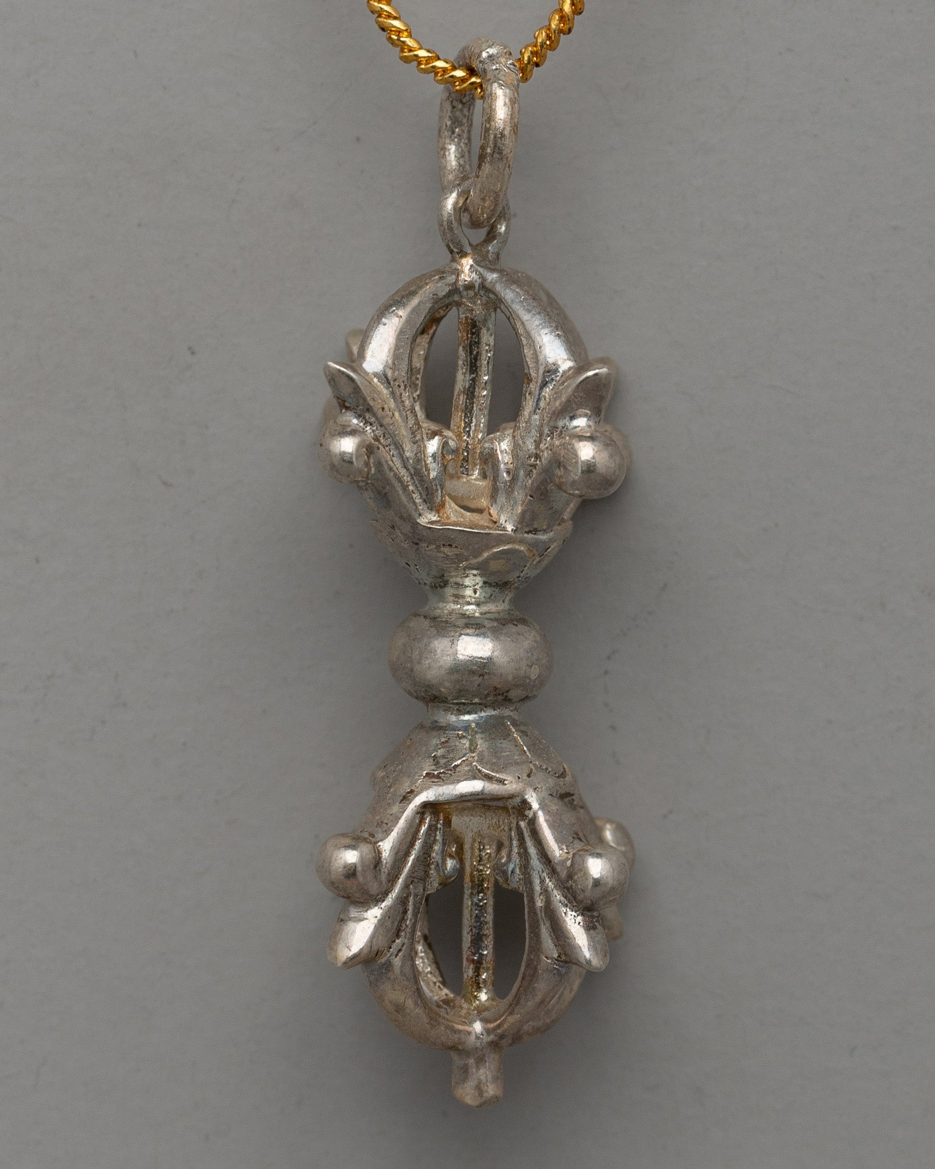 Handcrafted Silver Locket with Vajra | Tibetan Dorje Necklace