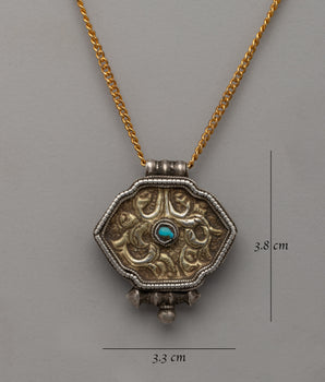 Tibetan Silver Ghau Box Locket | Silver & Turquoise Sacred Amulet