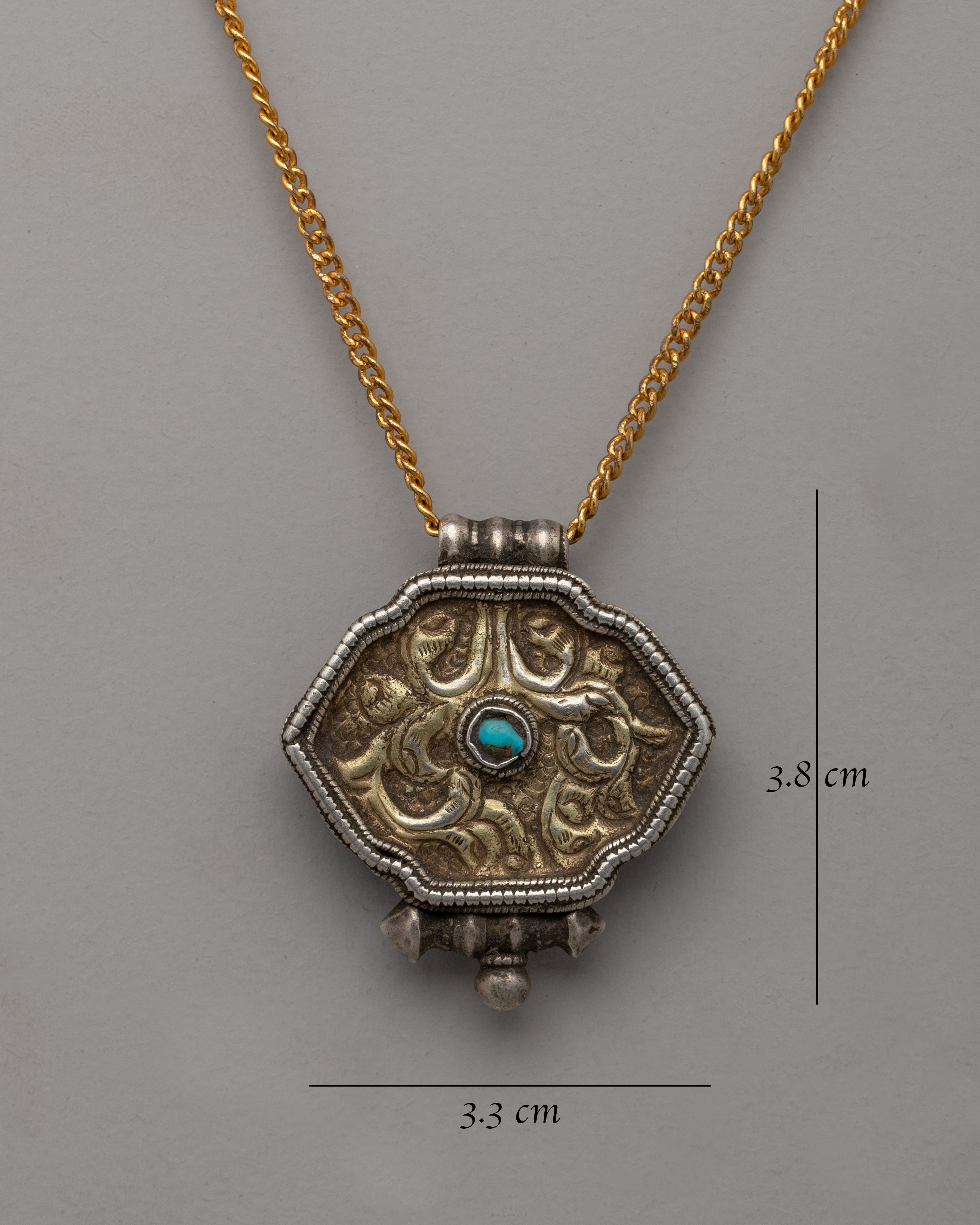 Tibetan Silver Ghau Box Locket | Silver & Turquoise Sacred Amulet
