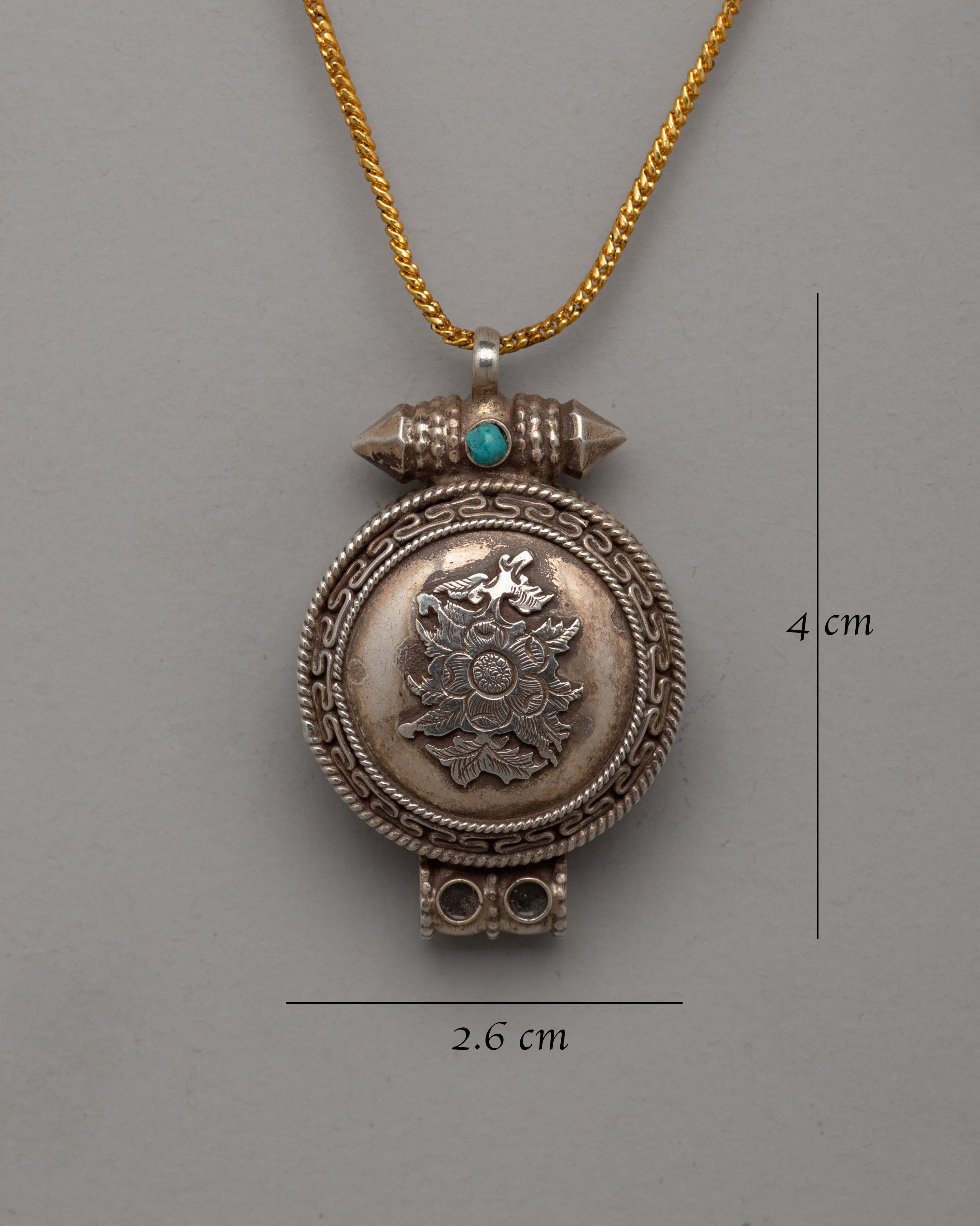 Flower Design Tibetan Ghau Box Pendant | Spiritual Meditation Jewelry