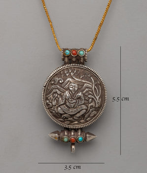 Tibetan Silver Guru Pendant | Sacred Tibetan Jewelry
