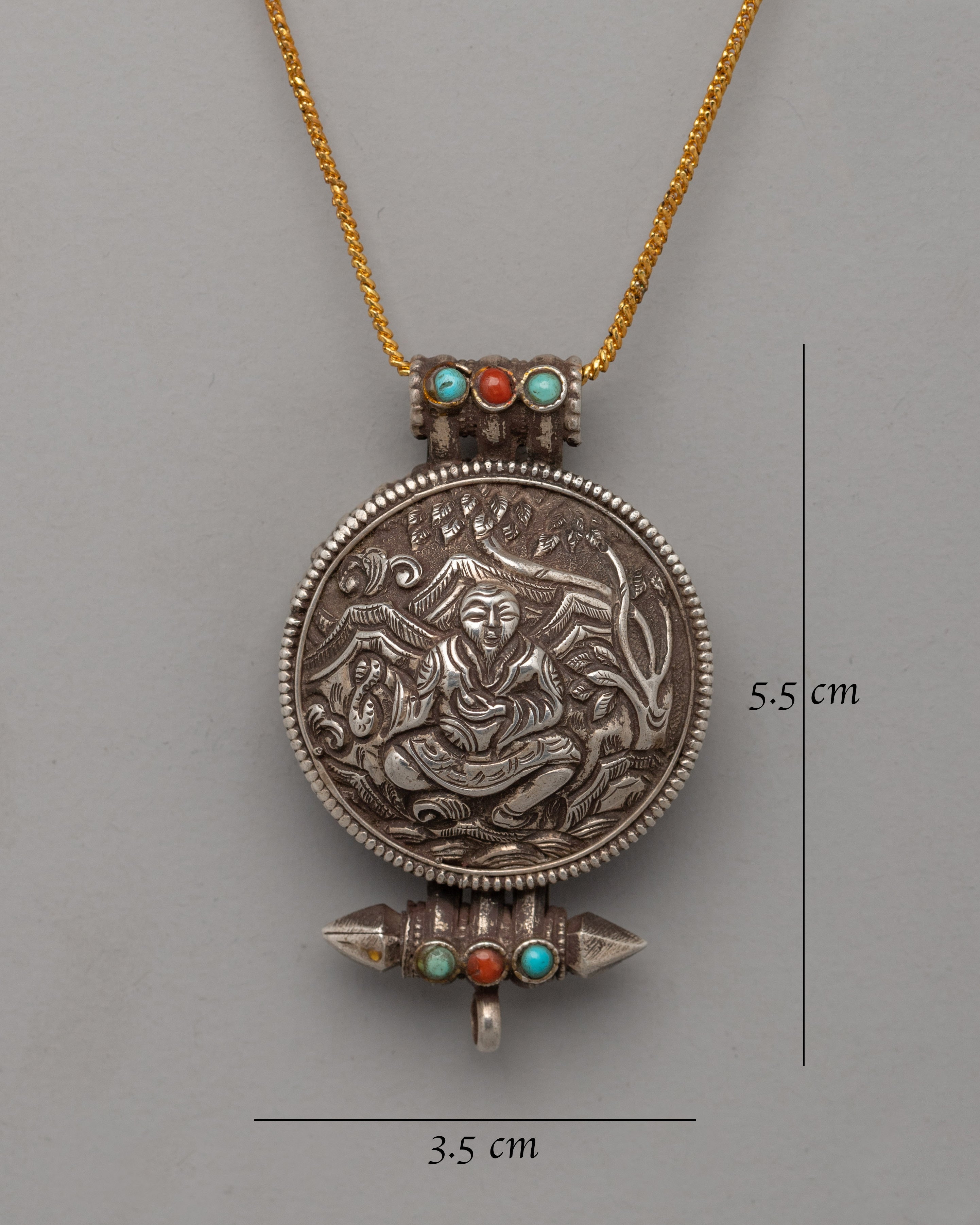 Tibetan Silver Guru Pendant | Sacred Tibetan Jewelry