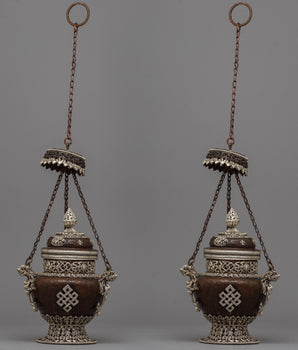 Silver-Plated Bronze Tibetan Incense Burner 