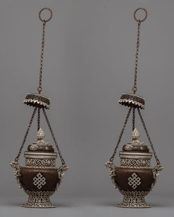 Silver-Plated Bronze Tibetan Incense Burner 
