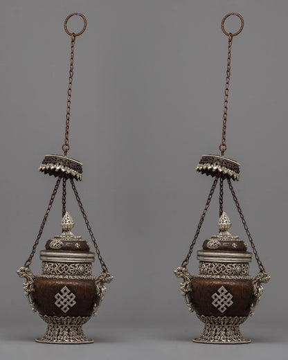 Silver-Plated Bronze Tibetan Incense Burner 