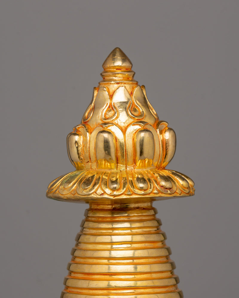 Traditional Gold Plated Stupa – Buddhist Symbol of Prosperity and Spiritual Enlightenment