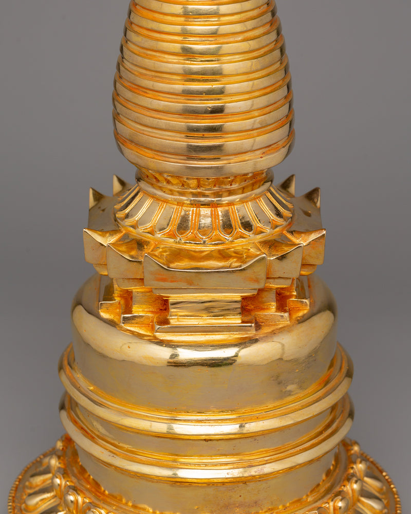 Traditional Gold Plated Stupa – Buddhist Symbol of Prosperity and Spiritual Enlightenment