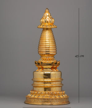 Traditional Gold Plated Stupa – Buddhist Symbol of Prosperity and Spiritual Enlightenment