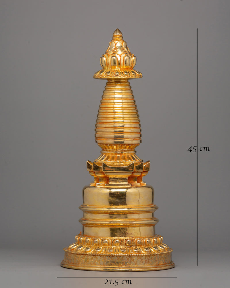 Traditional Gold Plated Stupa – Buddhist Symbol of Prosperity and Spiritual Enlightenment