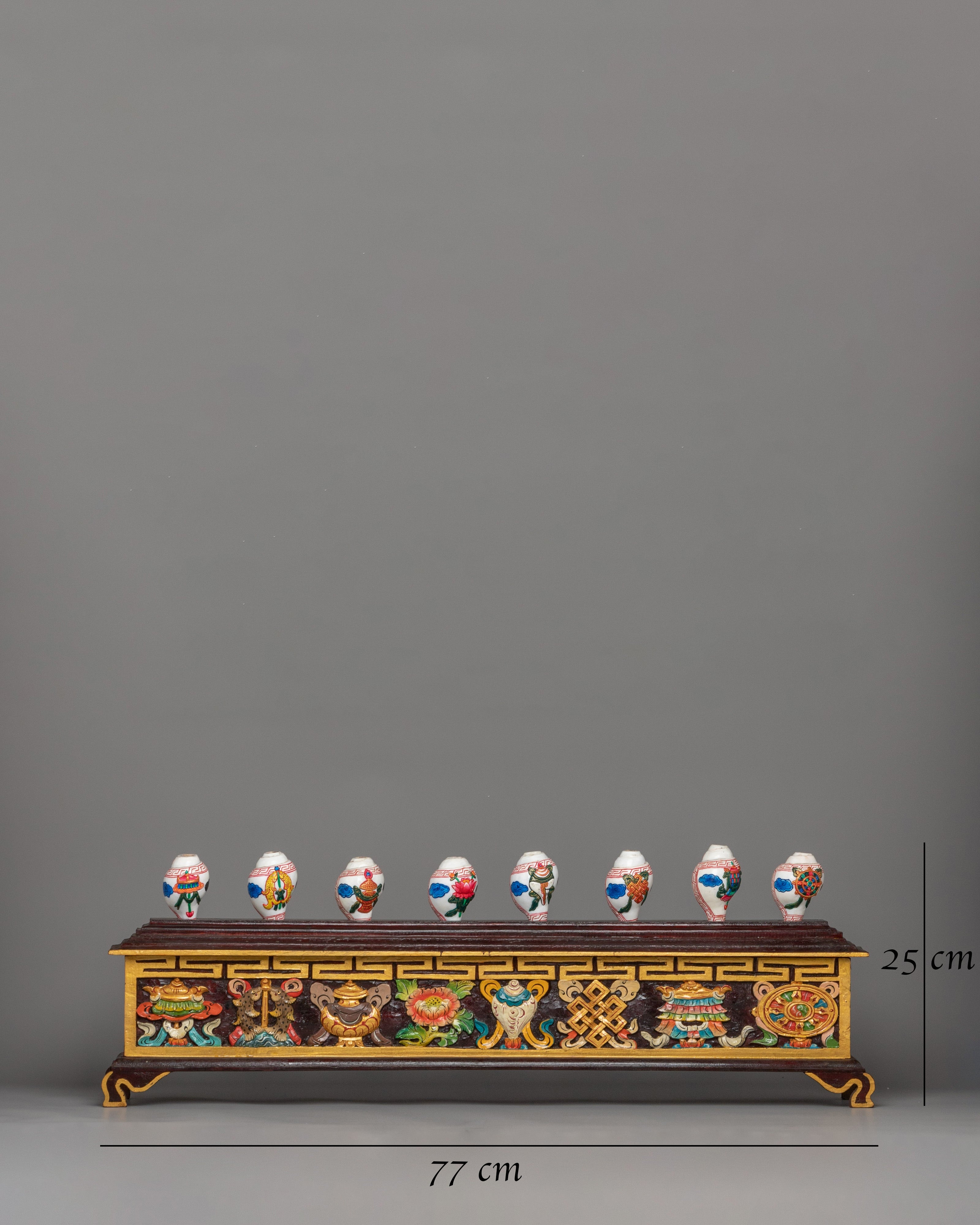 8 Auspicious Symbols Conch Shell Set with Wooden Stand | Ritual Decor&nbsp;