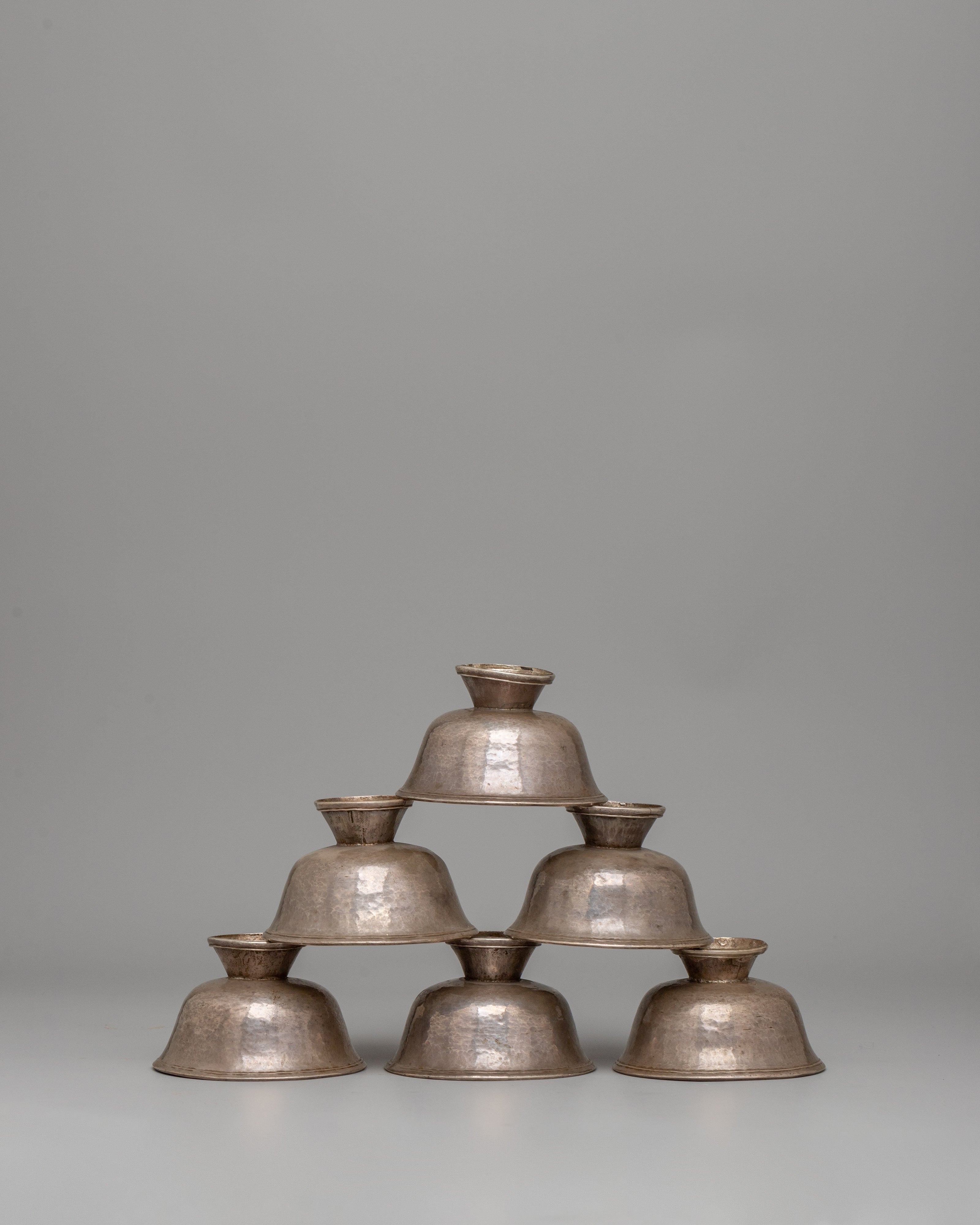 85% Silver Offering Bowls Set | Perfect for Tibetan Buddhist Altars