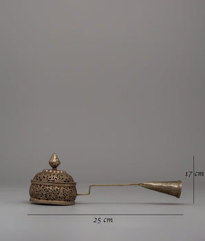 Incense Burner with Handle | 80% Silver Buddhist Incense Burner