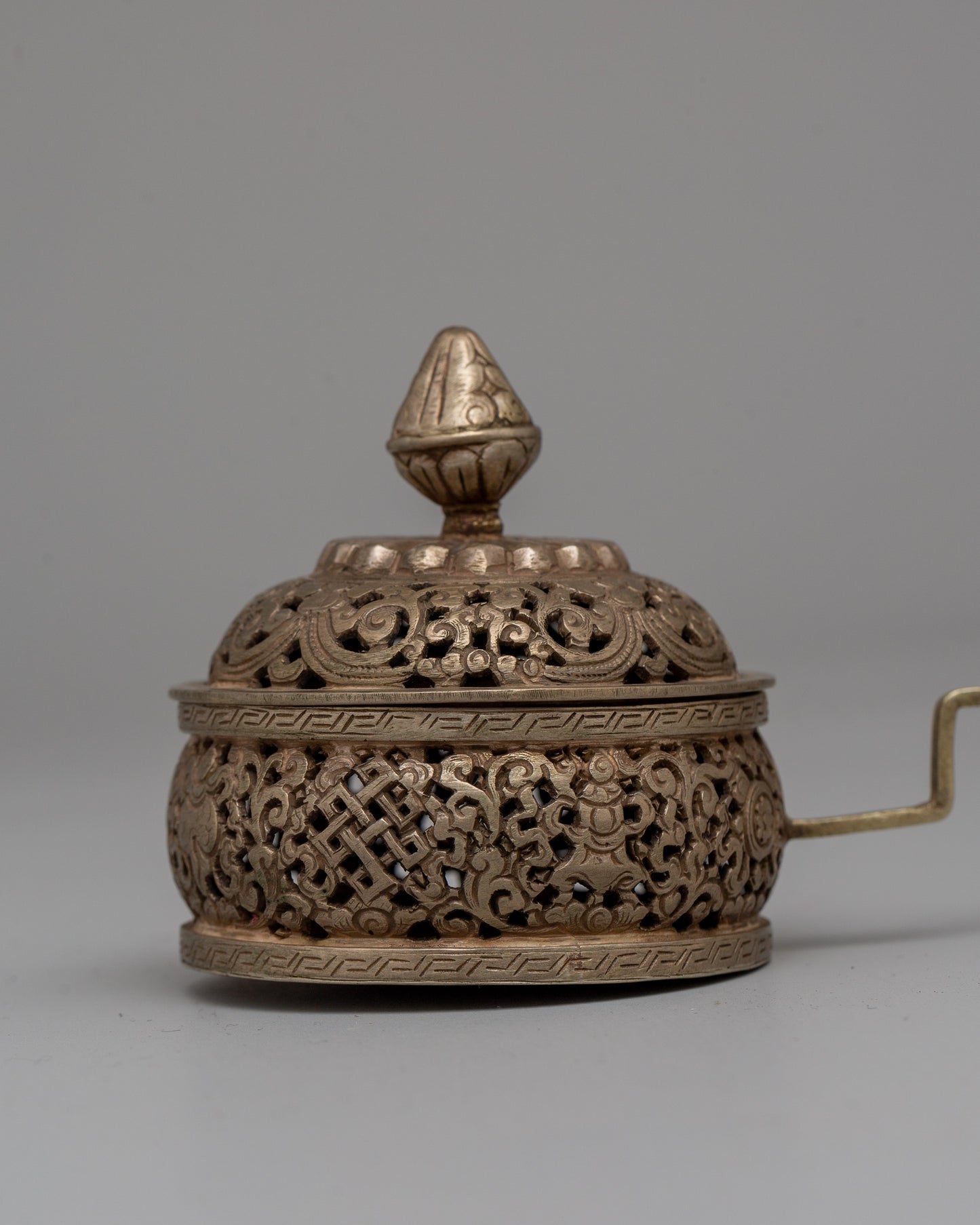 Incense Burner with Handle | 80% Silver Buddhist Incense Burner