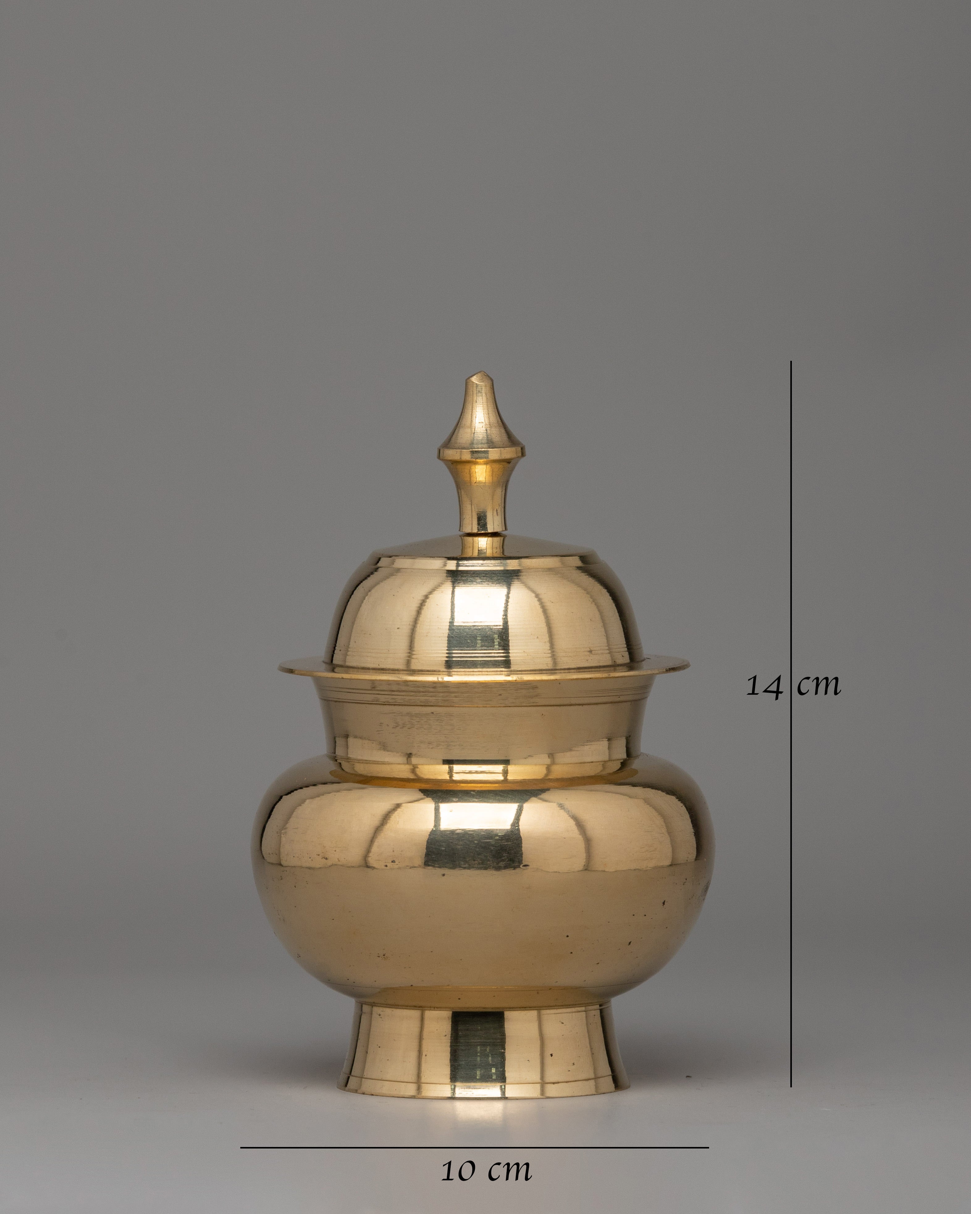 Sacred Buddhist Rice Pot | Brass Altar Offering Vessel