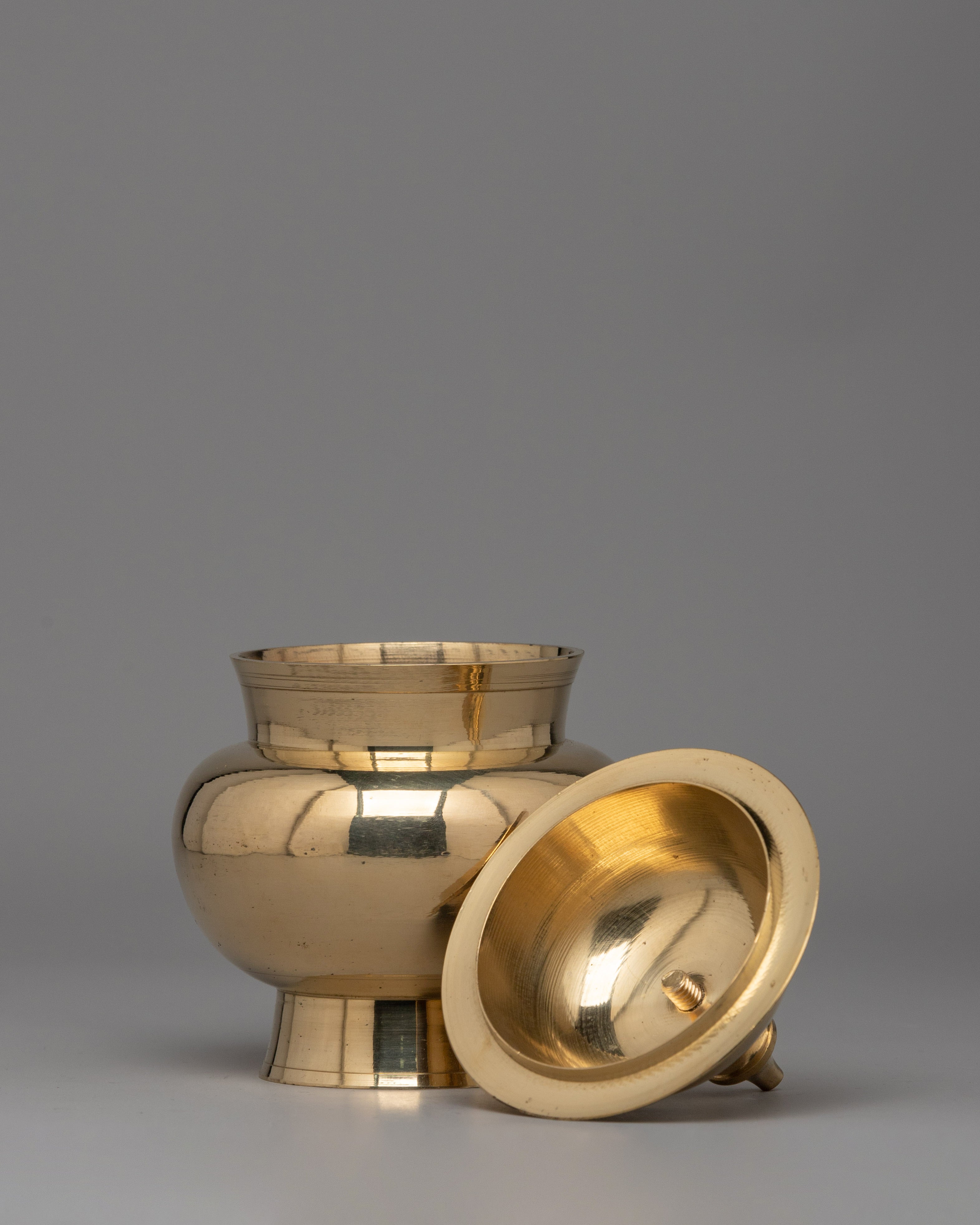 Sacred Buddhist Rice Pot | Brass Altar Offering Vessel