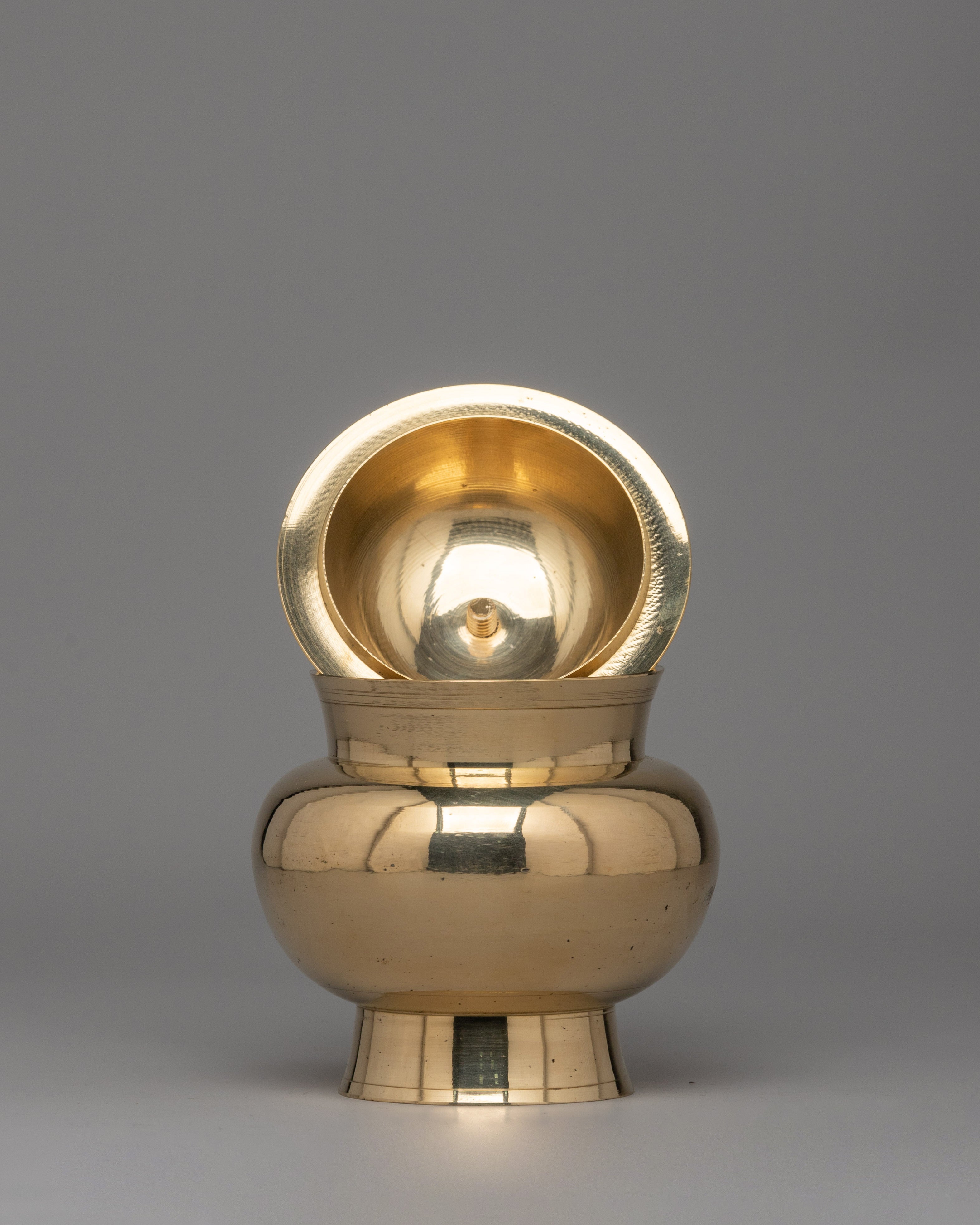 Sacred Buddhist Rice Pot | Brass Altar Offering Vessel