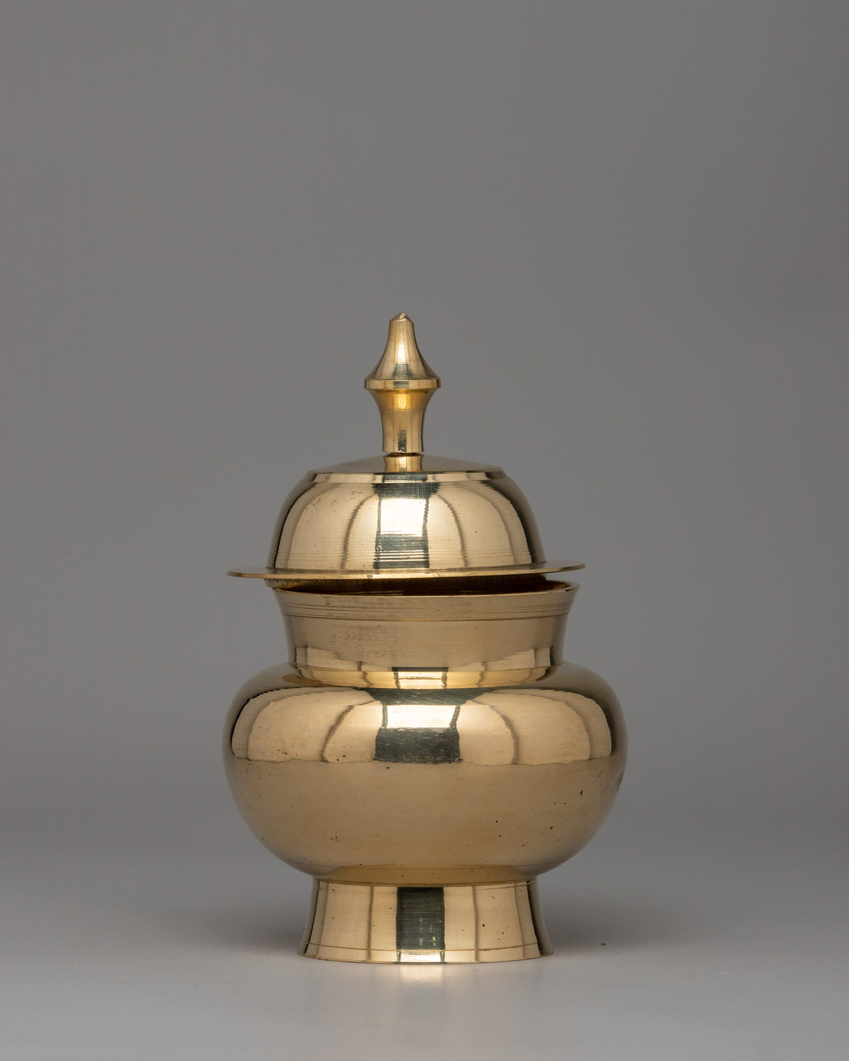 Sacred Buddhist Rice Pot | Brass Altar Offering Vessel