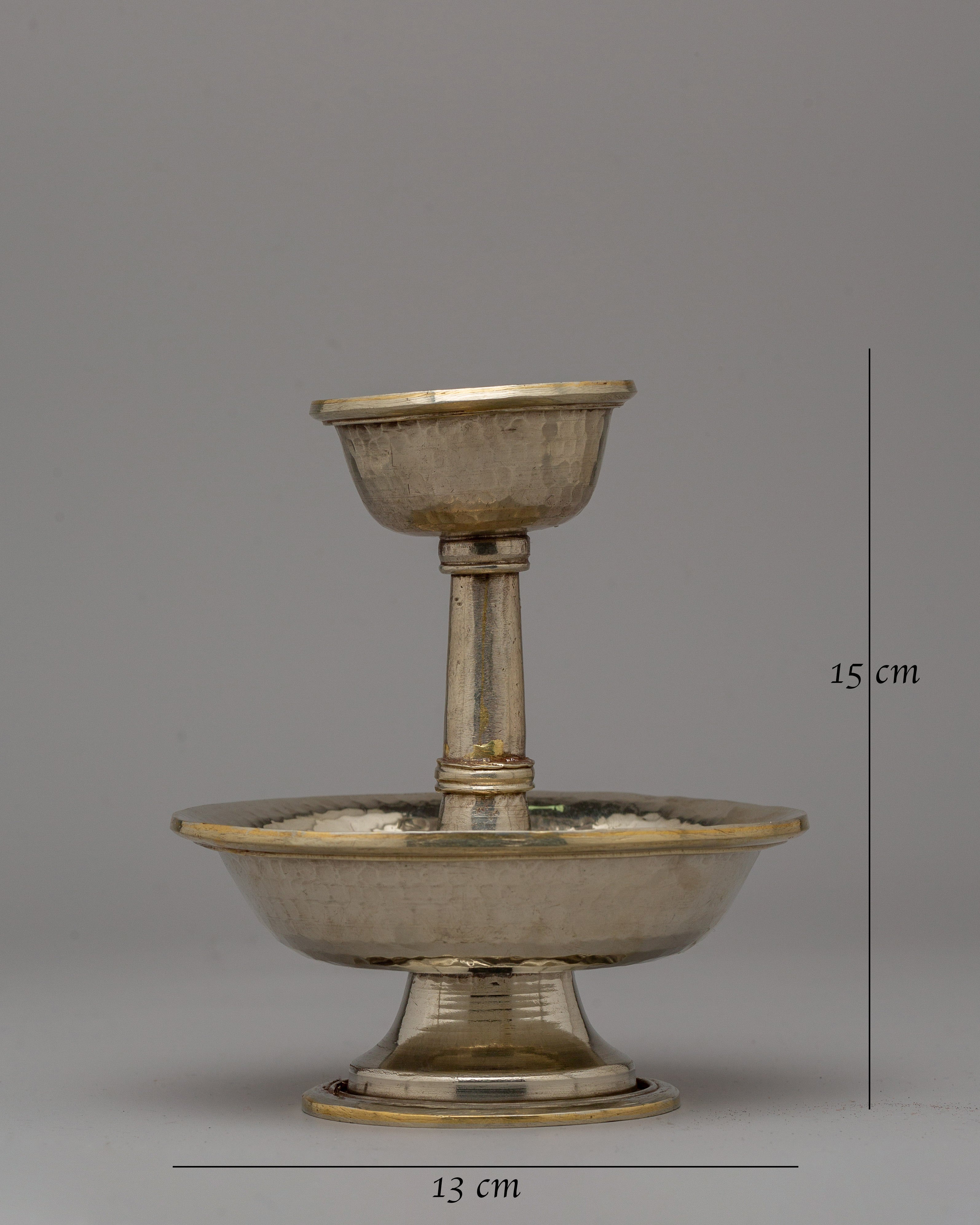 Traditional Tibetan Serkyem Set | Brass Altar Offering Bowl