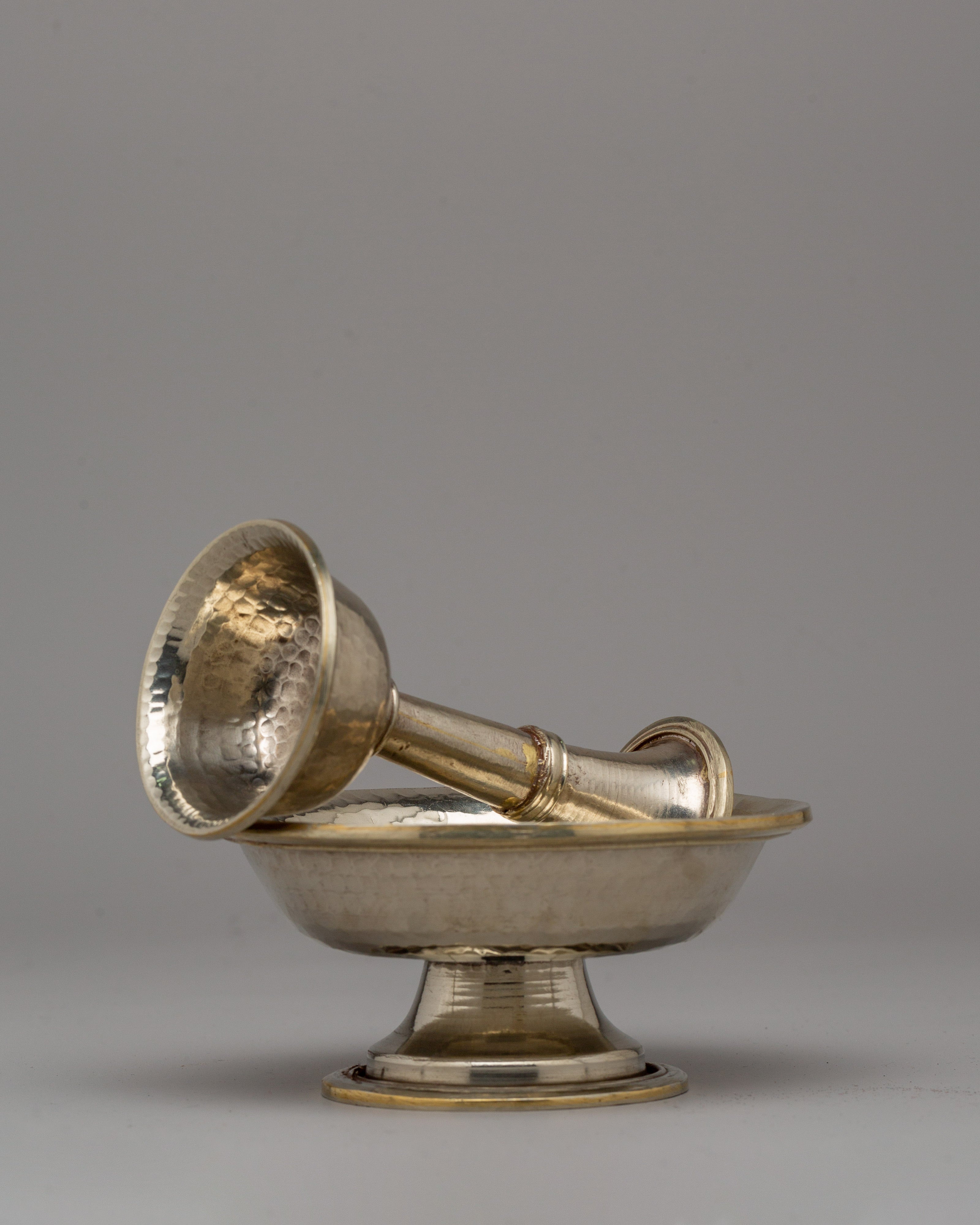 Traditional Tibetan Serkyem Set | Brass Altar Offering Bowl