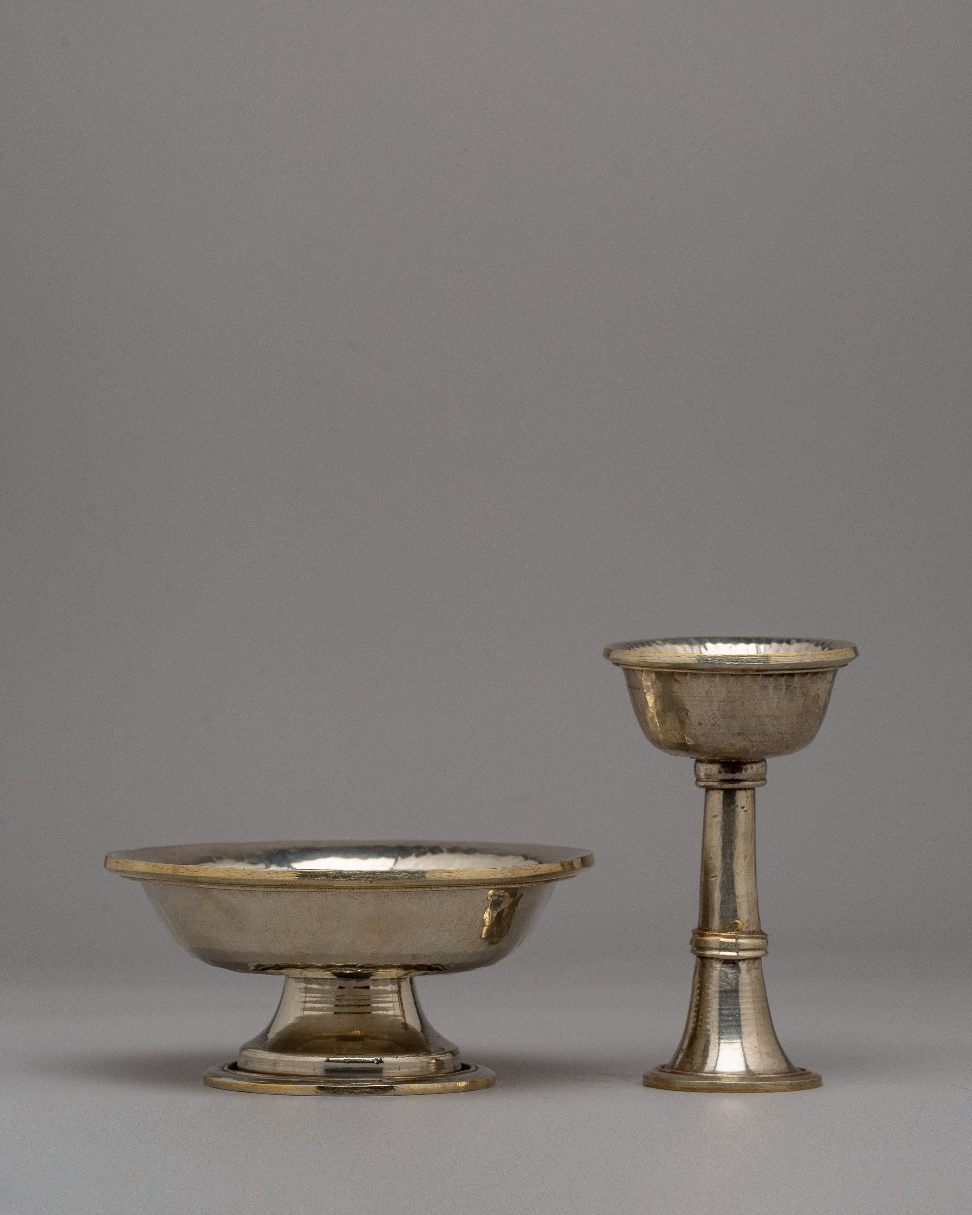 Traditional Tibetan Serkyem Set | Brass Altar Offering Bowl