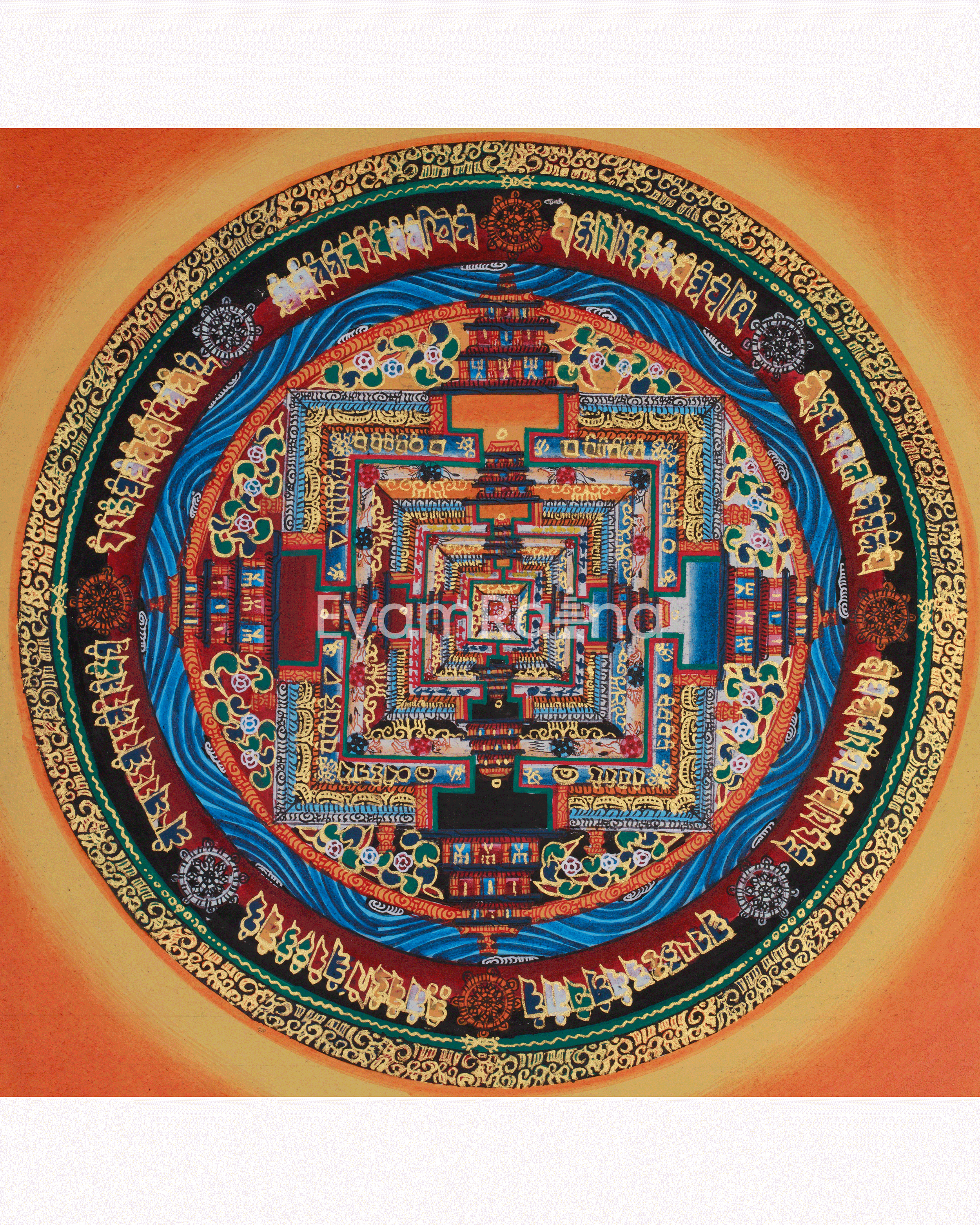 Small Kalachakra Mandala Thangka | Tibetan Art of Time and Cosmic Balance