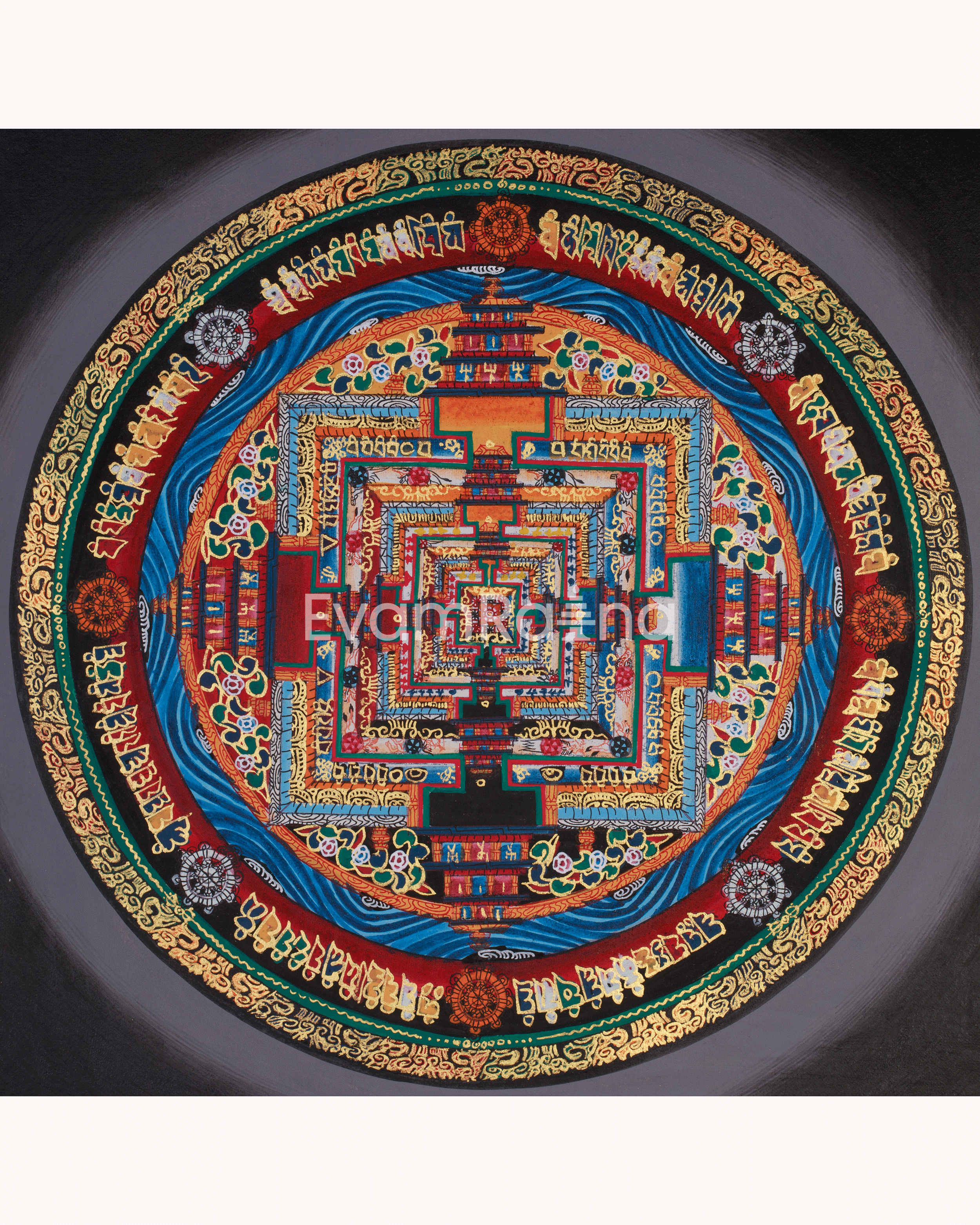 Small Kalachakra Mandala Thangka | Tibetan Art of Time and Cosmic Balance
