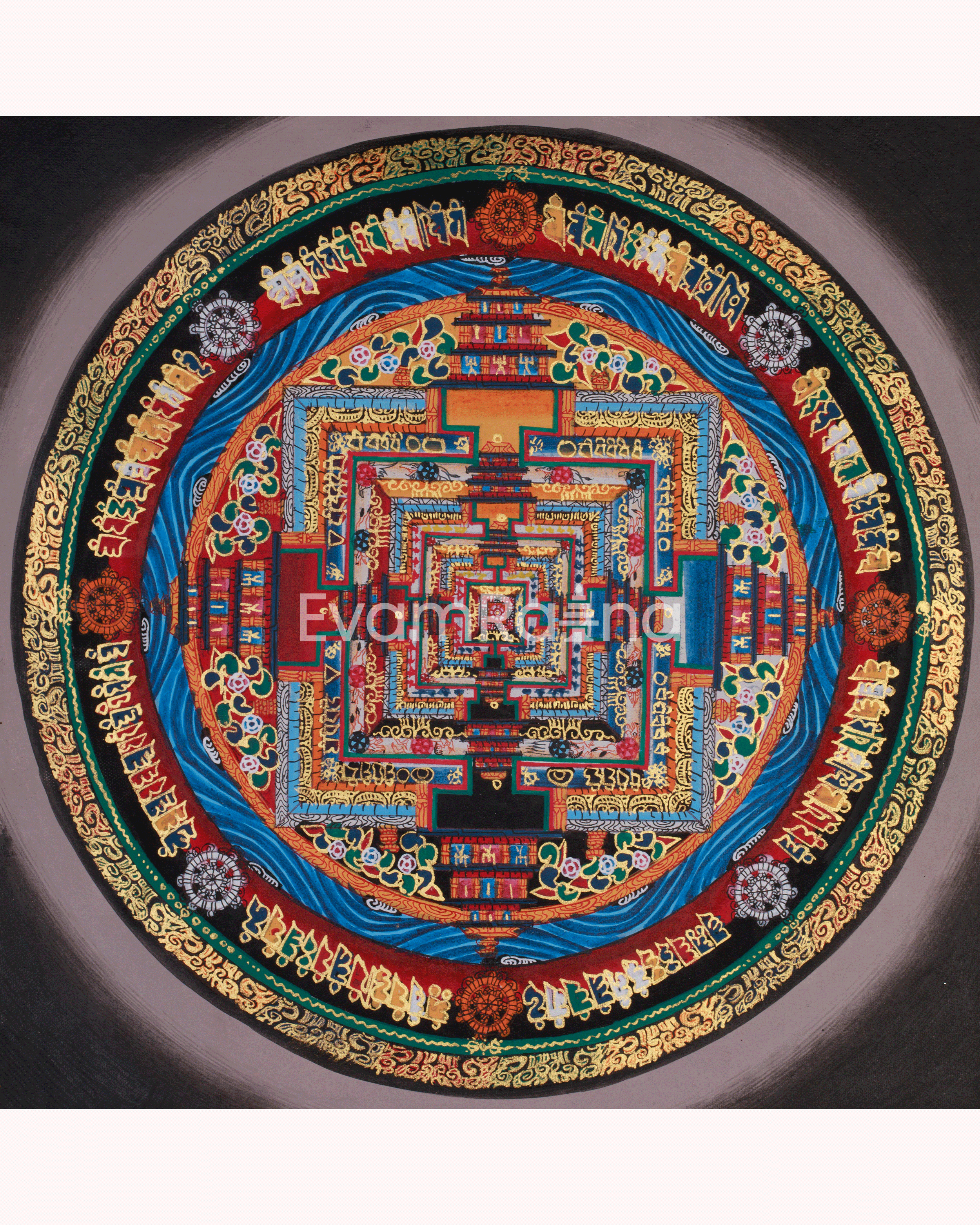 Small Kalachakra Mandala Thangka | Tibetan Art of Time and Cosmic Balance