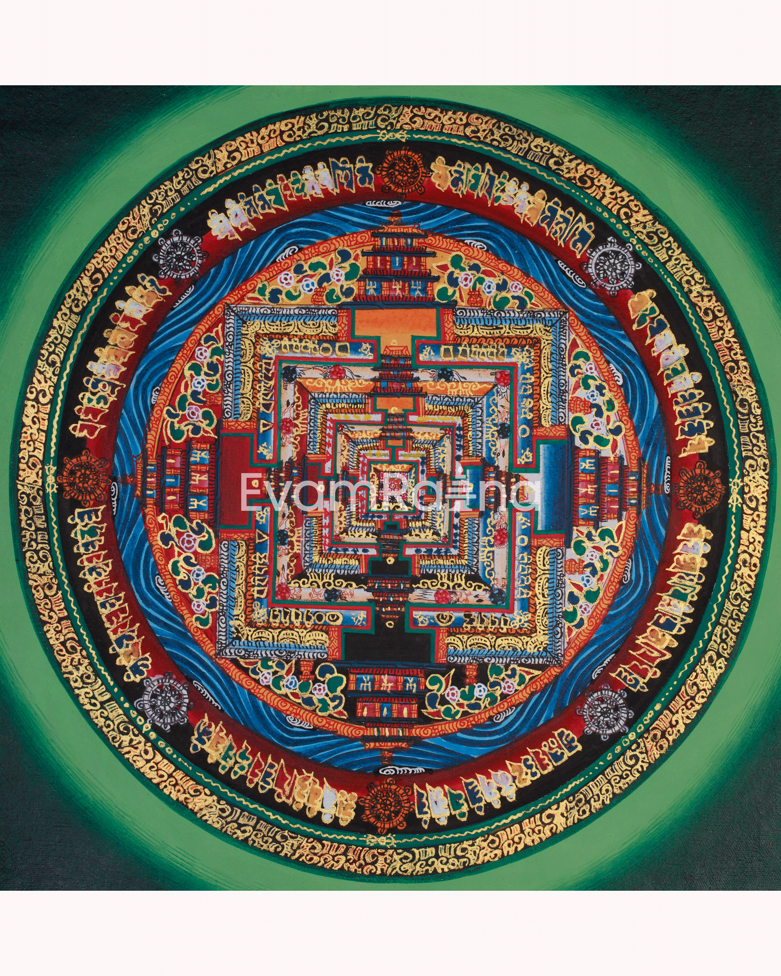 Small Kalachakra Mandala Thangka | Tibetan Art of Time and Cosmic Balance