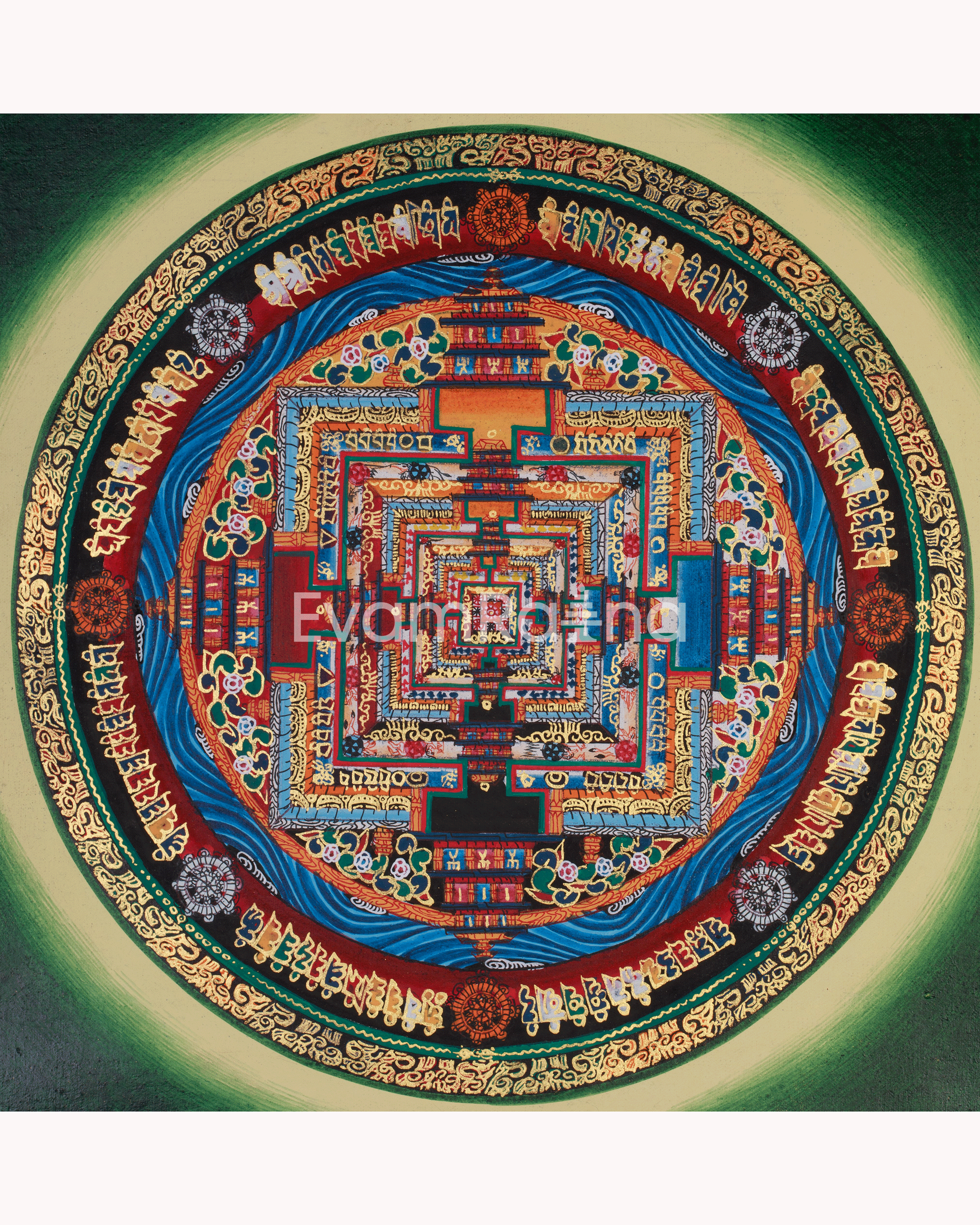 Small Kalachakra Mandala Thangka | Tibetan Art of Time and Cosmic Balance